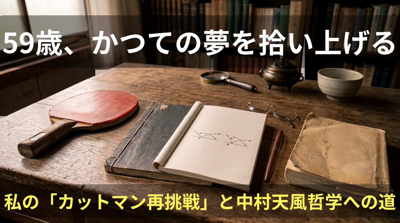 る決意を象徴する、卓球ラケットと練習ノート